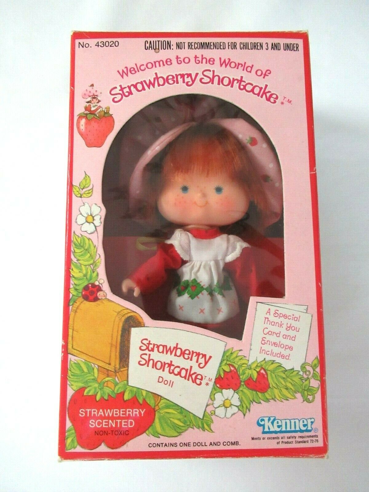 Vintage 1980s Strawberry Shortcake Doll Kenner 43020 W/ Comb And Thank You Card
